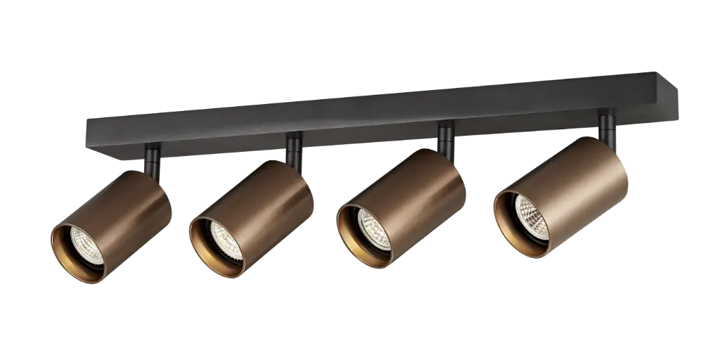 TABOO 4L GU10 (excl) noir + bronze brossé, plafonnier