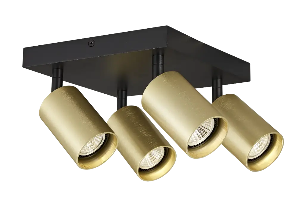 TABOO 4LSQ GU10 (excl) black + brushed gold, ceiling light