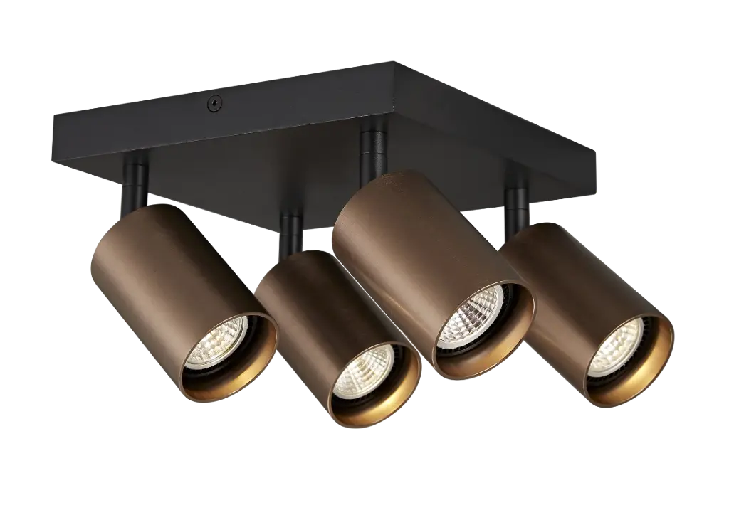 TABOO 4LSQ GU10 (excl) noir + bronze brossé, plafonnier