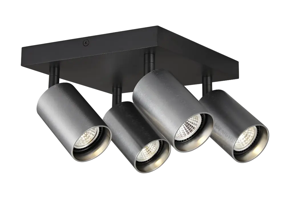 TABOO 4LSQ GU10 (excl) black + brushed steel, ceiling light