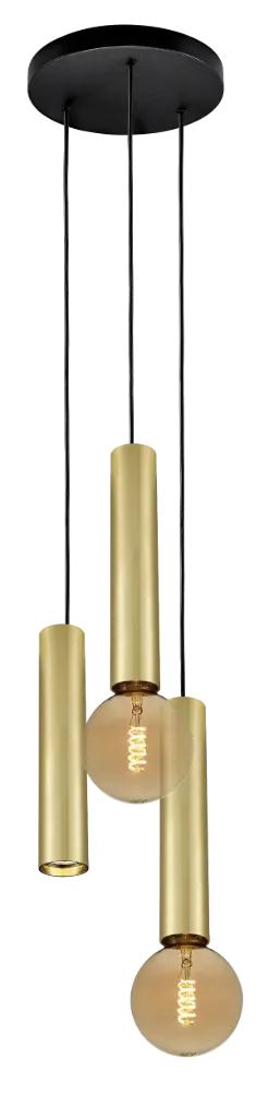 *TABOO pendel 3L 1xGU10 (excl) 2xE27 (excl) zwart + geborsteld goud