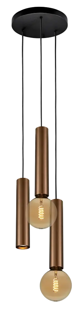 TABOO pendel 3L 1xGU10 (excl) 2xE27 (excl) zwart + geborsteld brons