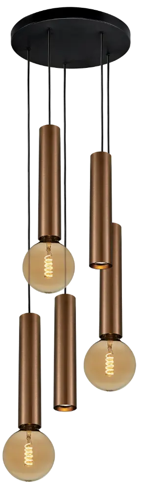 TABOO pendant 5L 2x GU10 (excl) 3x E27 (excl)) black + brushed bronze