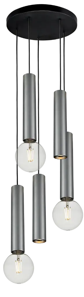 TABOO pendant 5L 2x GU10 (excl) 3x E27 (excl)) black + brushed steel