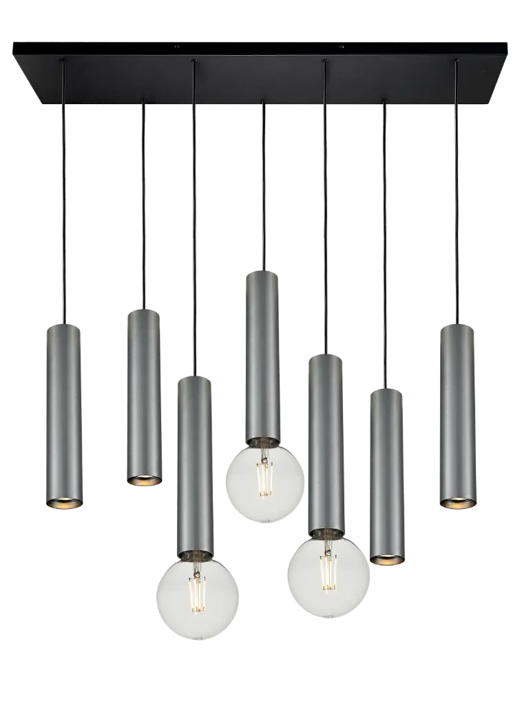 TABOO pendant 7L 4x GU10 (excl) 3x E27 (excl)) black + brushed steel