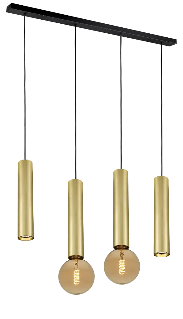 *TABOO pendel 4L 2xGU10 (excl) 2xE27 (excl) zwart + geborsteld goud
