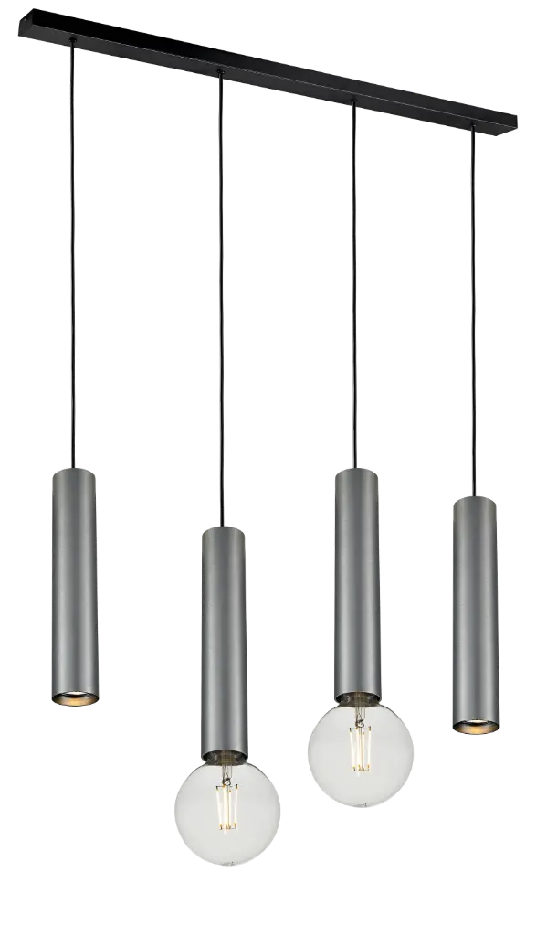 TABOO suspension 4L 2x GU10 (excl) 2x E27 (excl) noir + acier brossé