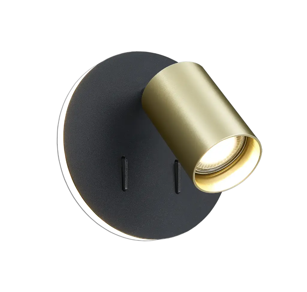 DUSK wall light GU10 (excl) + LED 5,5W 2700K black + brushed gold