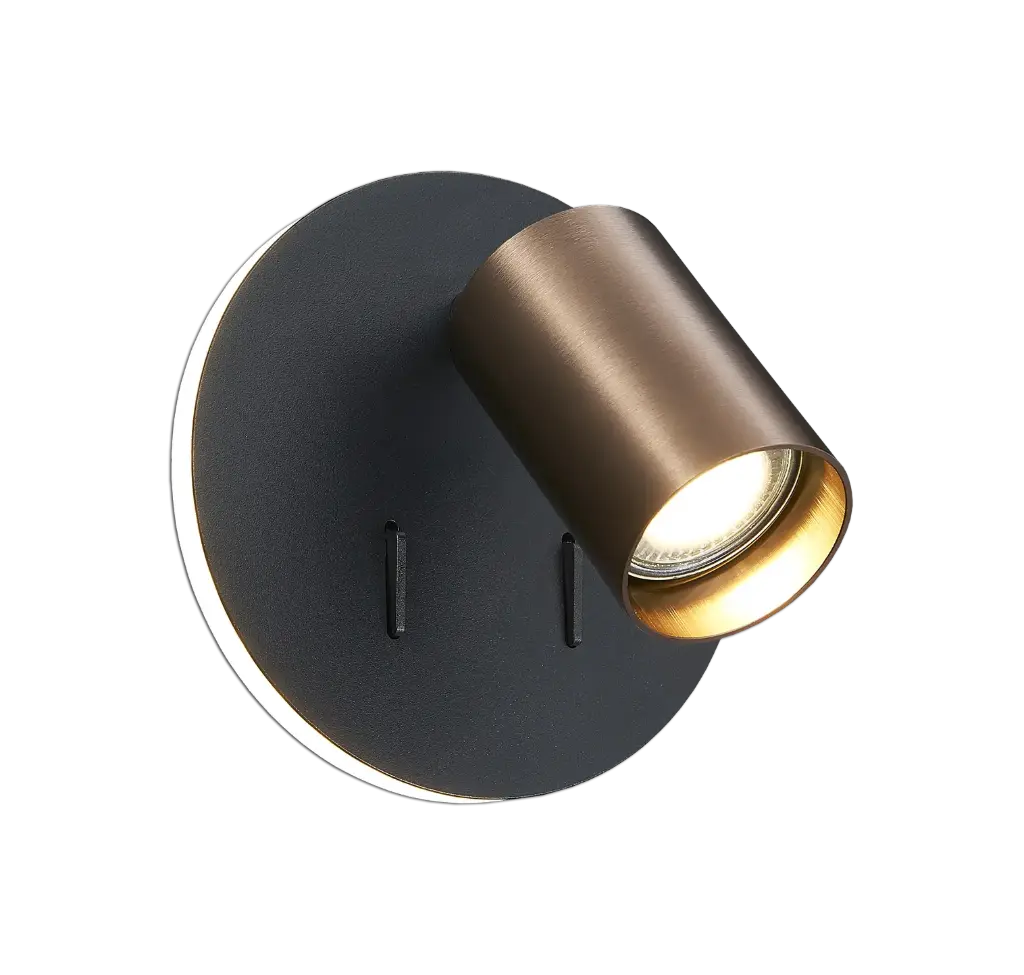 DUSK wandlicht GU10 (excl) + LED 5,5W 2700K zwart + geb brons