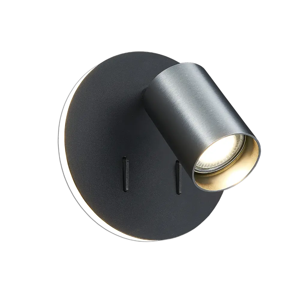 DUSK wandlicht GU10 (excl) + LED 5,5W 2700K black + brushed steel