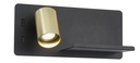 DUSK wandl links + USB GU10 (excl) + LED 7W 2700K zwart + geb goud