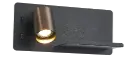 DUSK wandl links + USB GU10 (excl) + LED 7W 2700K zwart + geb brons