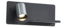 DUSK wandl links + USB GU10 (excl) + LED 7W 2700K zwart + geb staal