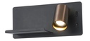 DUSK wandl rechts + USB GU10 (excl) + LED 7W 2700K zwart + geb brons