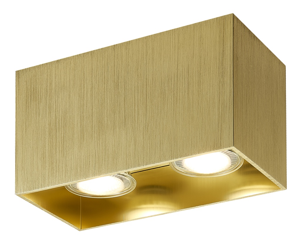 BABAR Plafondlicht geborsteld goud vierkant 2xGU10 excl (max 50W)