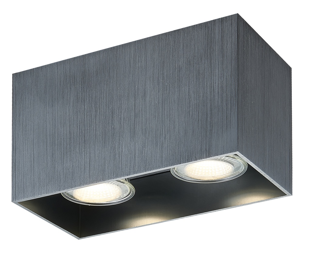 BABAR Plafondlicht geborsteld staal vierkant 2xGU10 excl (max 50W)