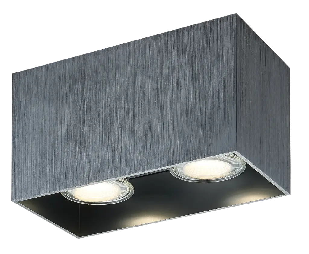 BABAR plafonnier acier brossé carré 2xGU10 excl (max 50W)