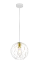 ONDA pendel 1x E27 Ø23cm wit + geborsteld goud