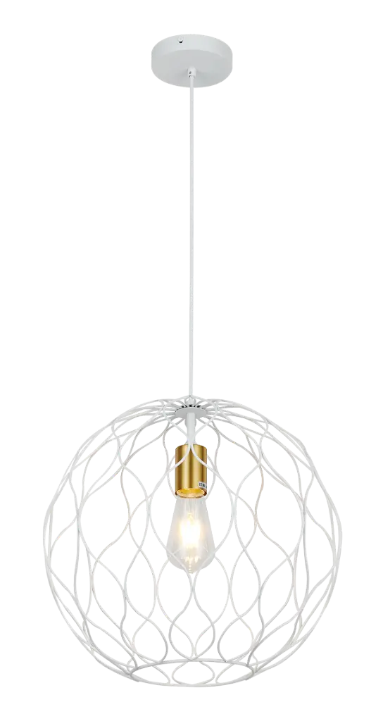 ONDA pendel 1x E27 Ø39cm wit + geborsteld goud
