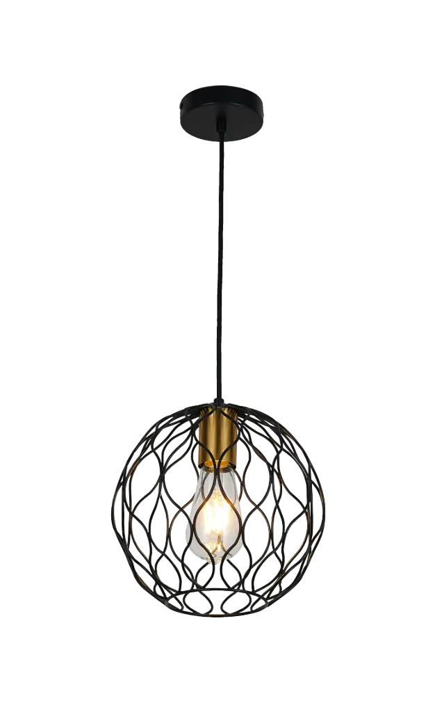 ONDA pendel 1x E27 Ø23cm zwart + geborsteld goud