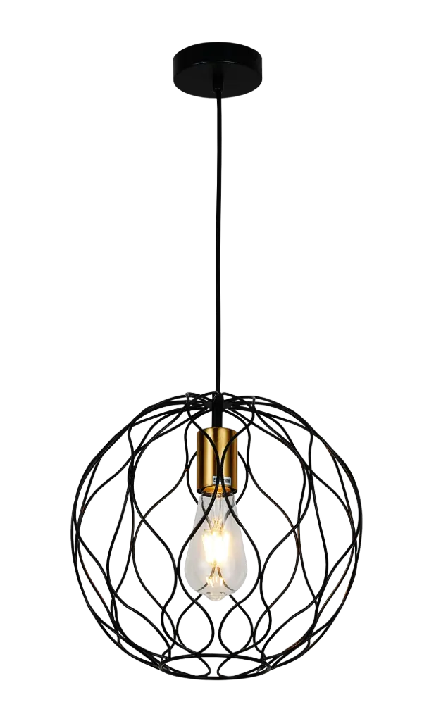 ONDA pendel 1x E27 Ø30cm zwart + geborsteld goud