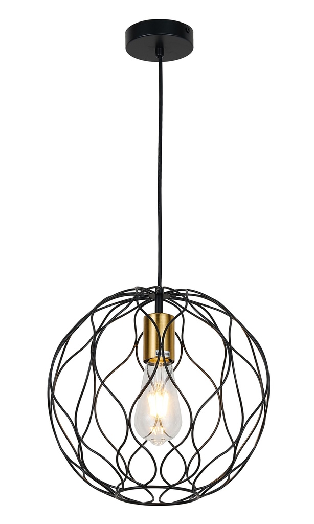 ONDA pendel 1x E27 Ø30cm zwart + geborsteld goud