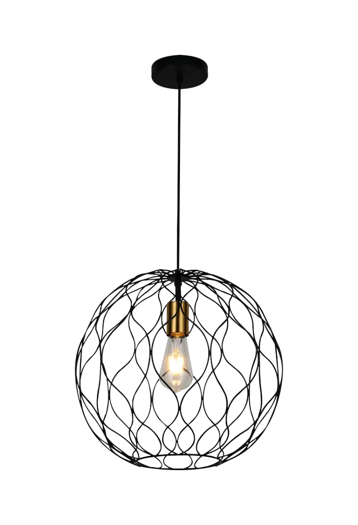 ONDA pendel 1x E27 Ø39cm zwart + geborsteld goud