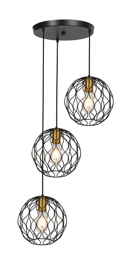 ONDA pendel 3x E27 zwart + geborsteld goud_3403190