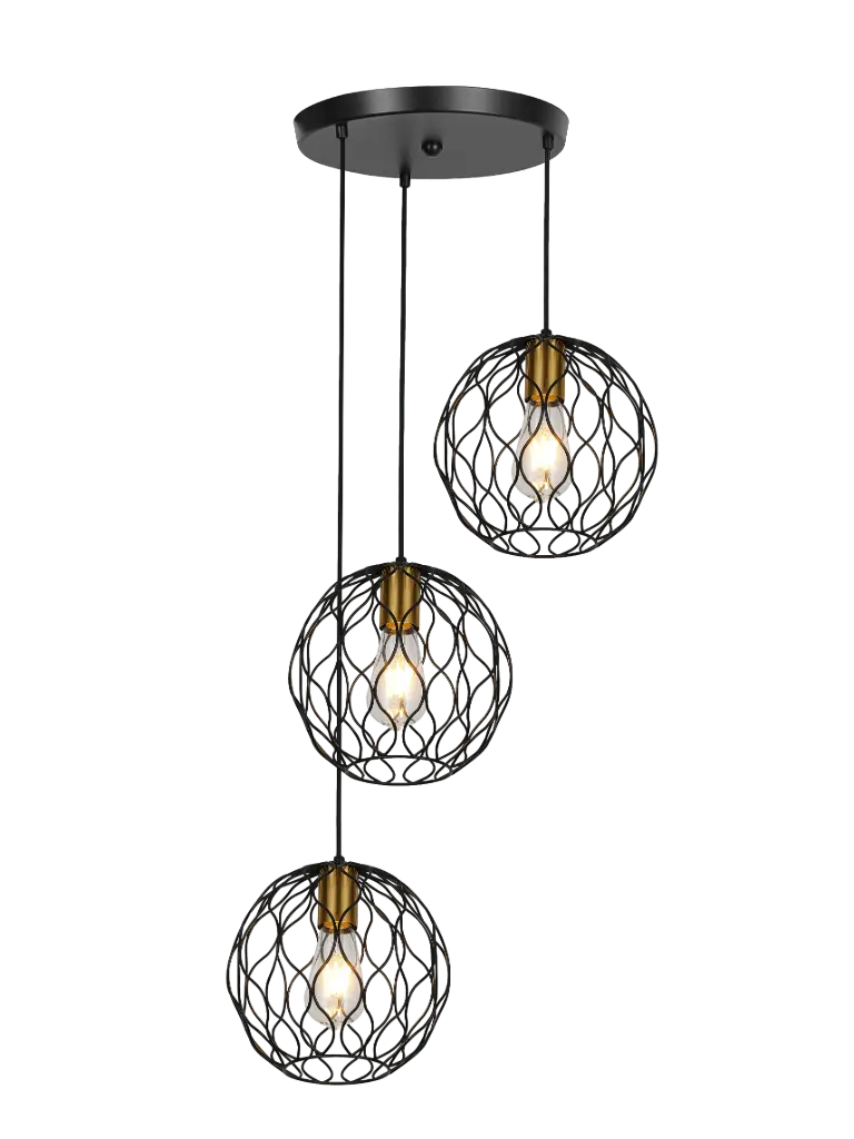 ONDA pendel 3x E27 zwart + geborsteld goud_3403190