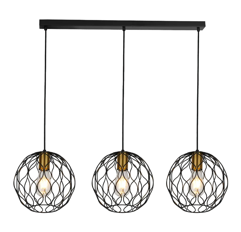 ONDA 3x E27 black + brushed gold