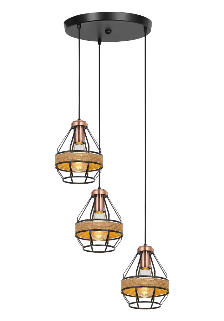 JOTI pendel 3x E27 zwart + koper