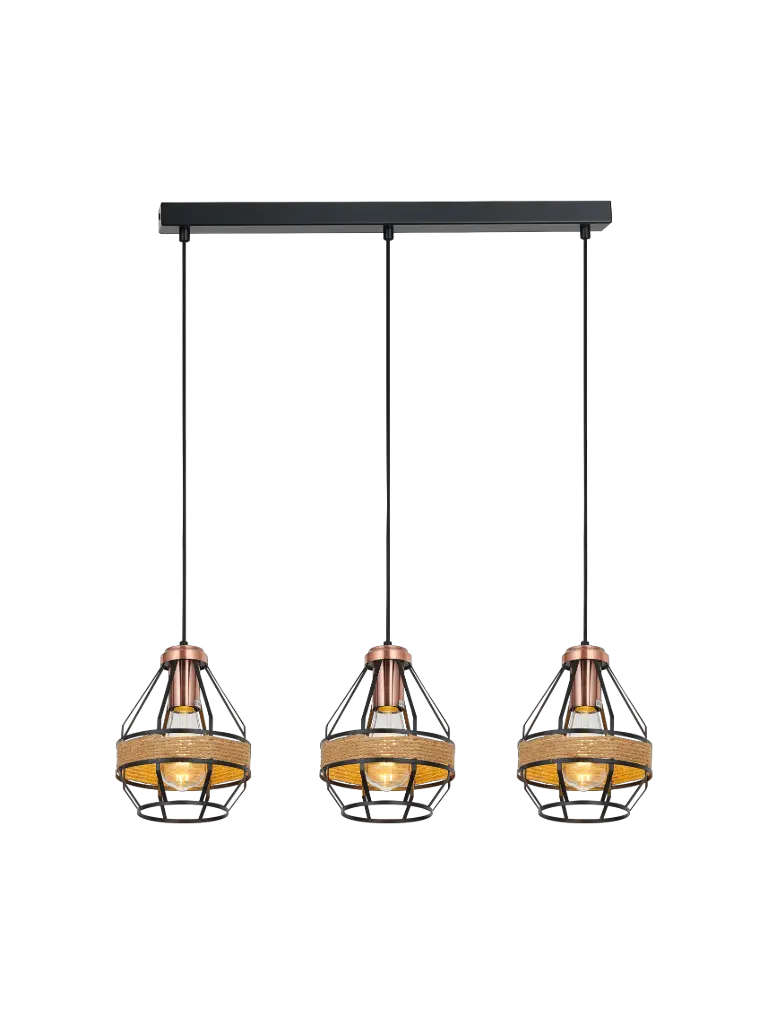JOTI pendel 3x E27 zwart + koper