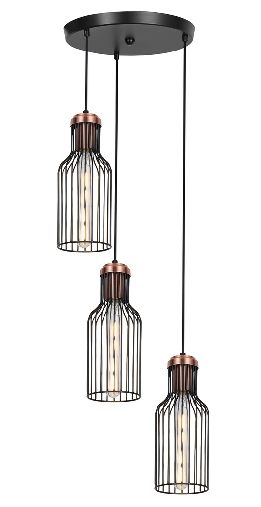 BIZUM pendel 3x E27 zwart + koper_3403158