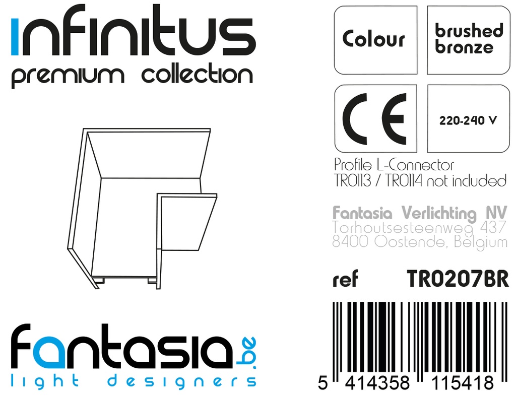 INFINITUS L-connector geborsteld brons