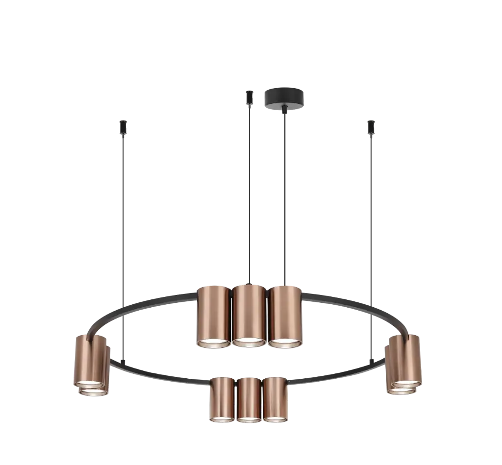 ISE Lumière suspendue 10x GU10 excl Ø600mm bronze brossé + noir