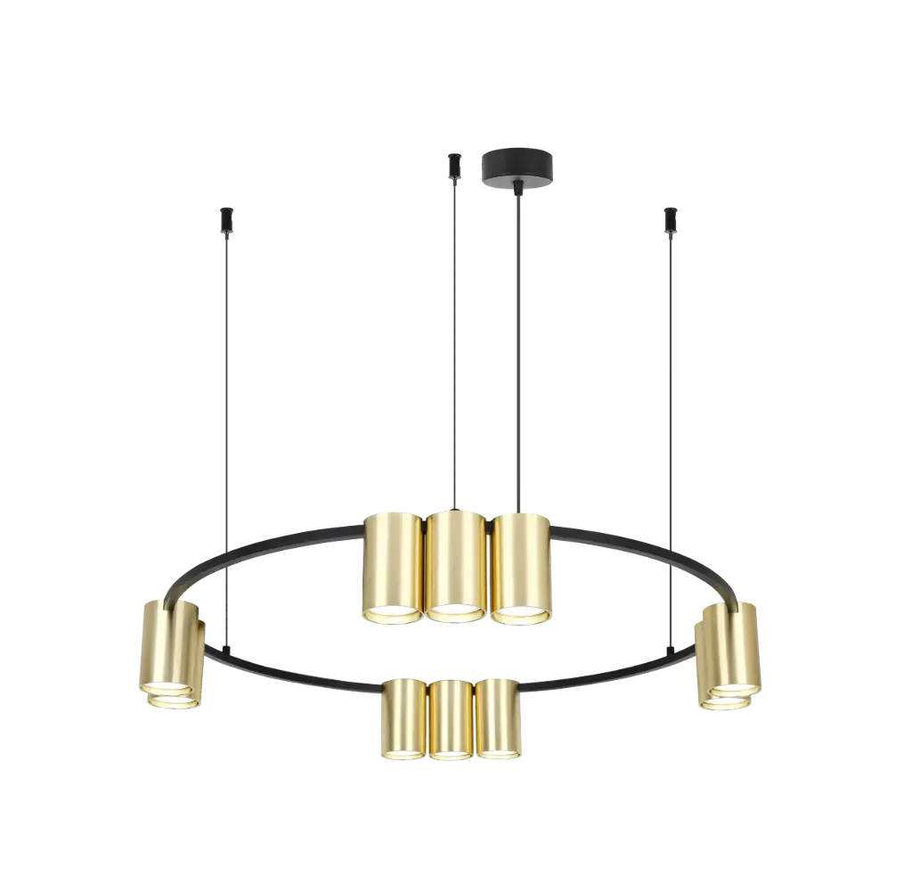 ISE Lumière suspendue 10x GU10 excl Ø600mm or brossé + noir