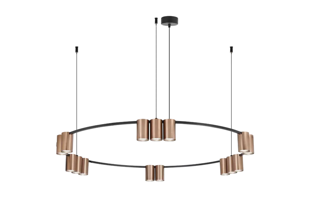 ISE Pendel 15x GU10 excl Ø1000mm geborsteld brons + zwart