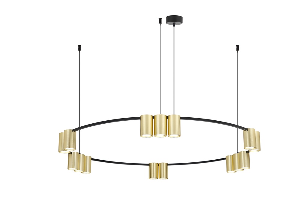 ISE Pendel 15x GU10 excl Ø1000mm geborsteld goud + zwart