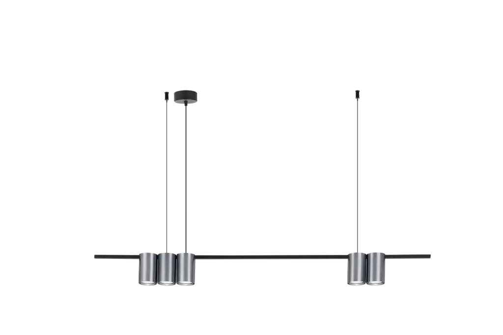 ISE Pendant light 5x GU10 excl 1000mm brushed steel + black