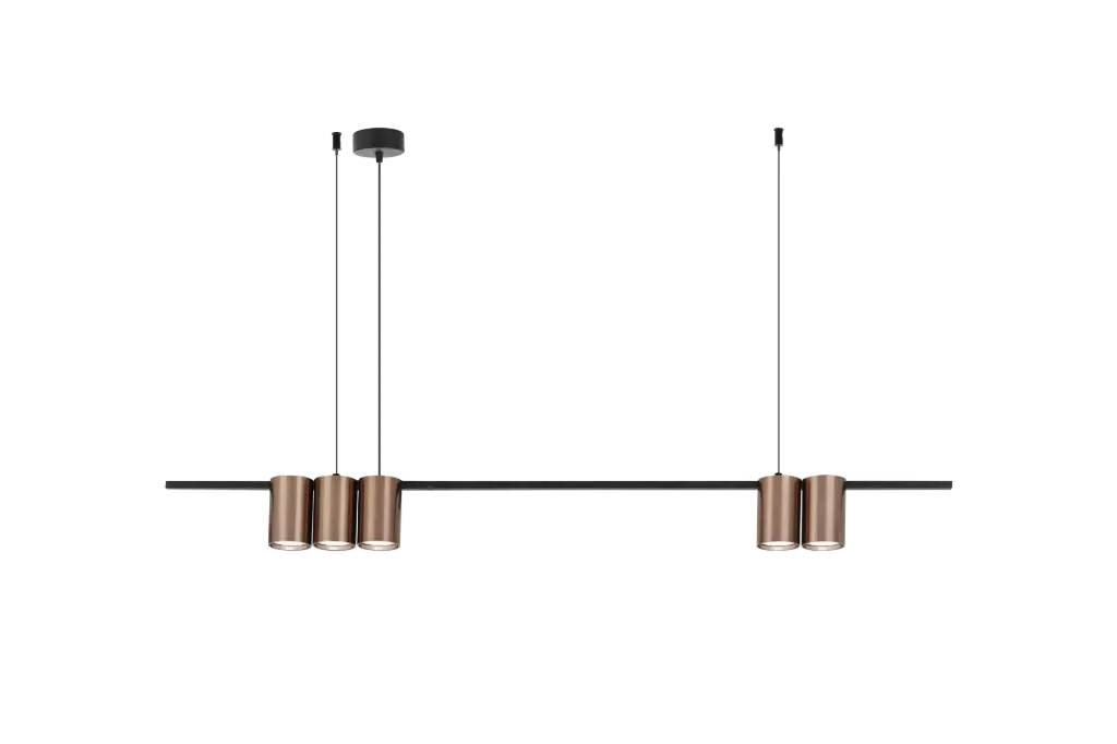 ISE Pendel 5x GU10 excl 1000mm geborsteld brons + zwart