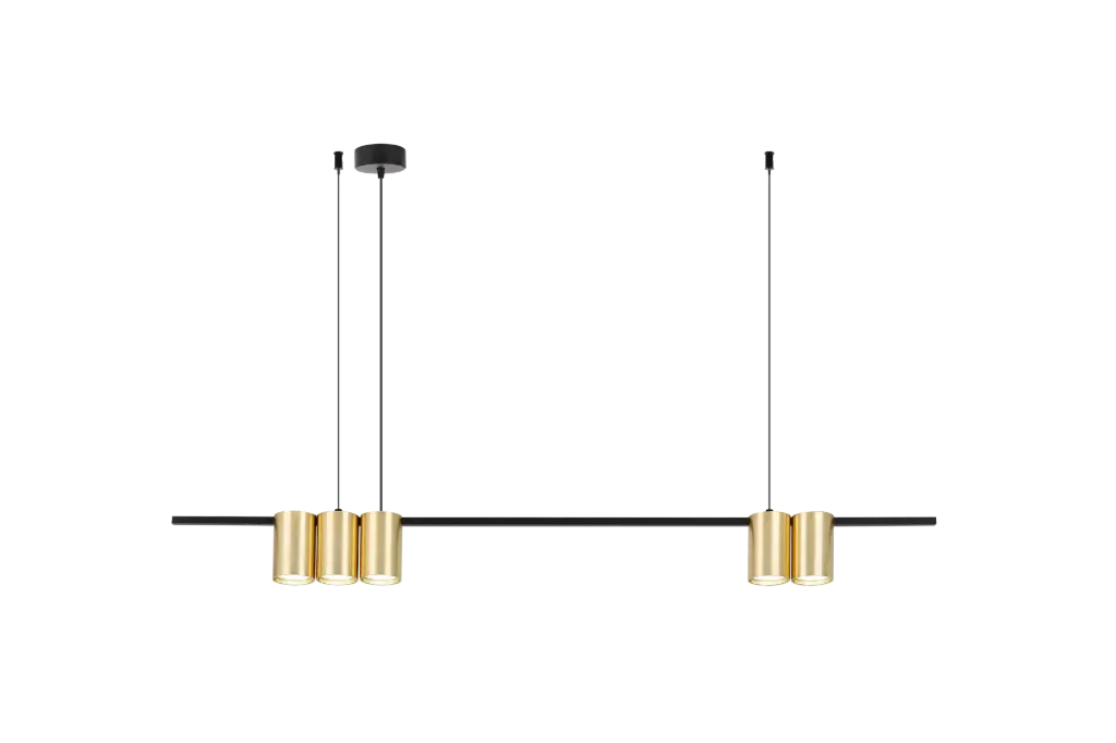 ISE Pendel 5x GU10 excl 1000mm geborsteld goud + zwart