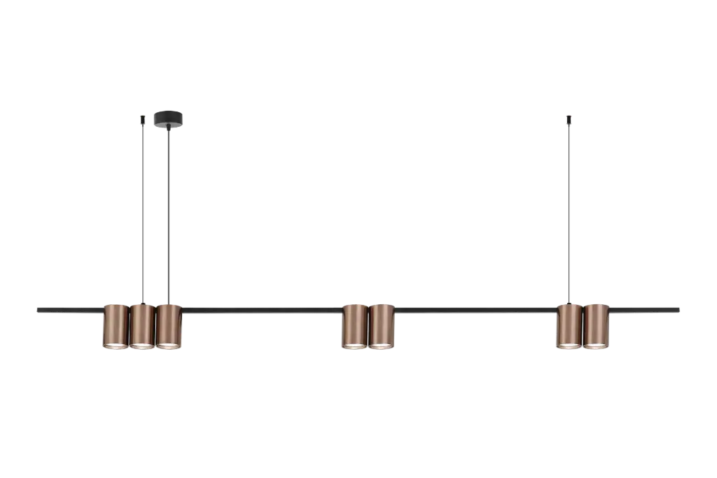 ISE Pendel 7x GU10 excl 1500mm geborsteld brons + zwart