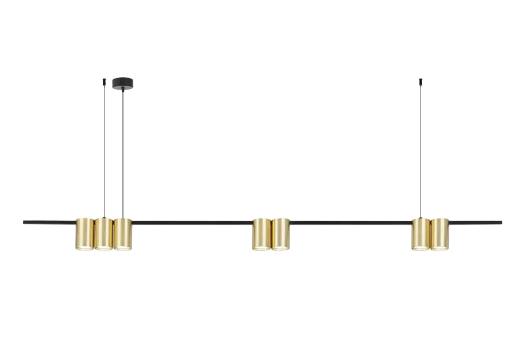 ISE Pendel 7x GU10 excl 1500mm geborsteld goud + zwart