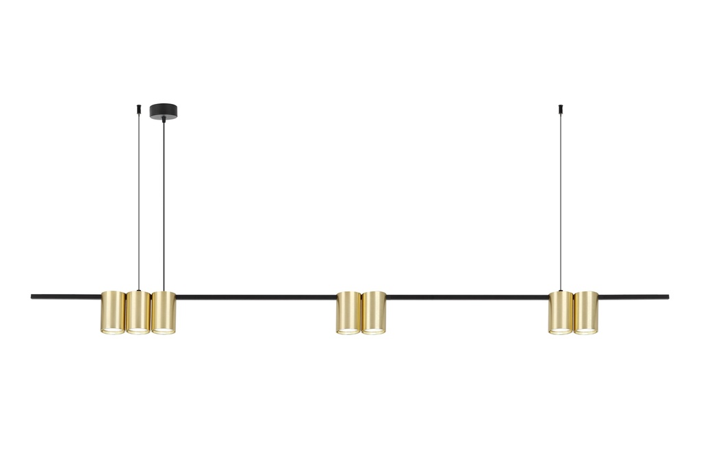 ISE Pendel 7x GU10 excl 1500mm geborsteld goud + zwart