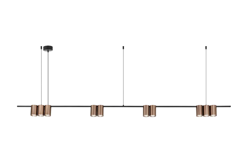 ISE Pendel 10x GU10 excl 1800mm geborsteld brons + zwart