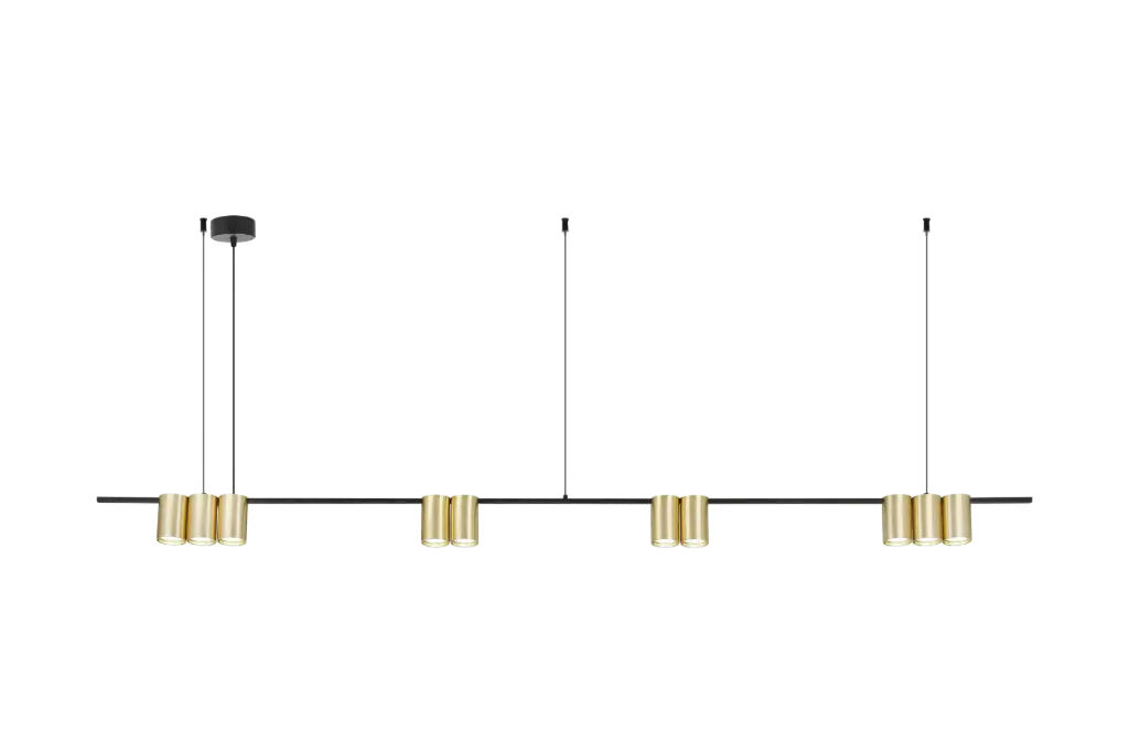 ISE Pendel 10x GU10 excl 1800mm geborsteld goud + zwart