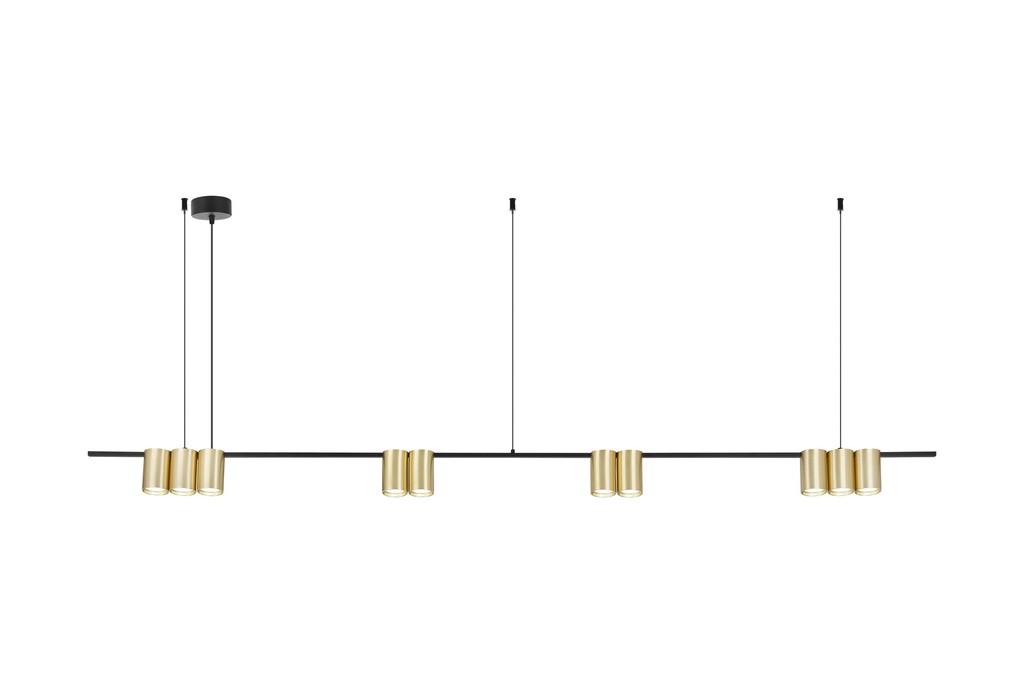 ISE Pendel 10x GU10 excl 1800mm geborsteld goud + zwart