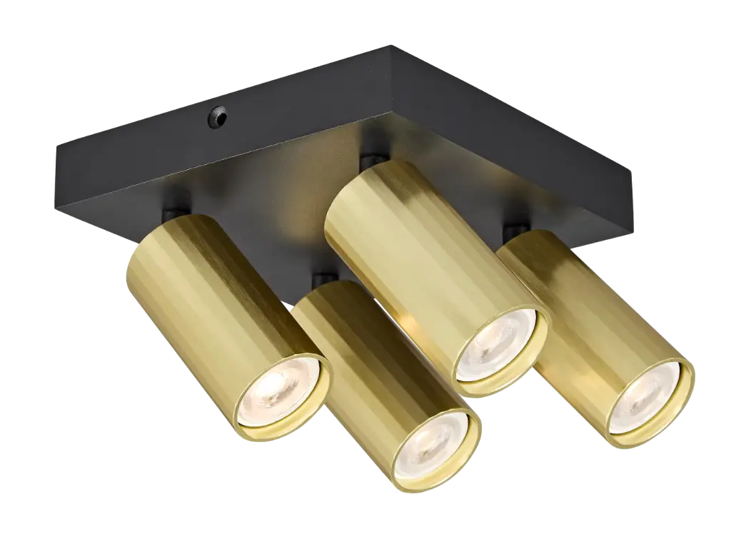ORYX 4L SQ MR11 lamp excl zwart basis, gouden cilinder