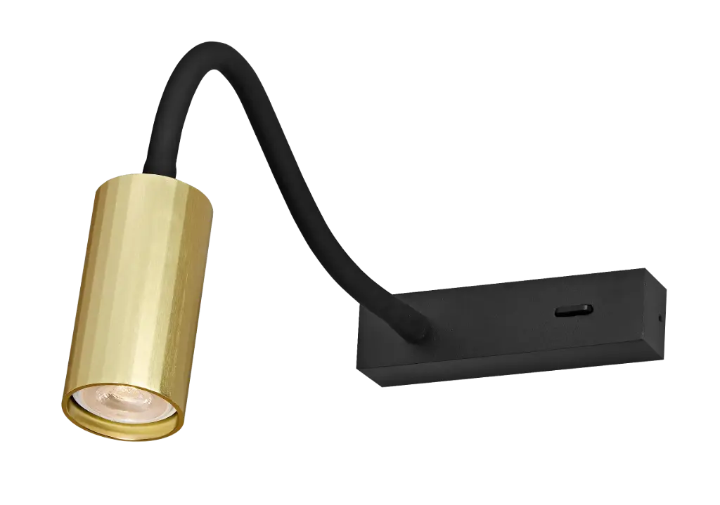 ORYX Applique Murale Flexible, Interrupteur On/Off, MR11 Ampoule (excl) Noir + Or