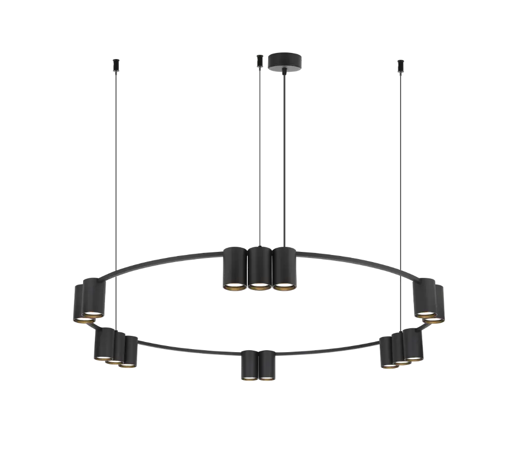 ISE Pendel 15x GU10 excl Ø1000mm zwart